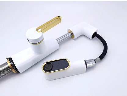 VGX Multifunctional Bathroom Faucets Pull Out Basin Mixer Sink Faucet Gourmet LED Display Tap 360° Tapware Crane Brass Chrome