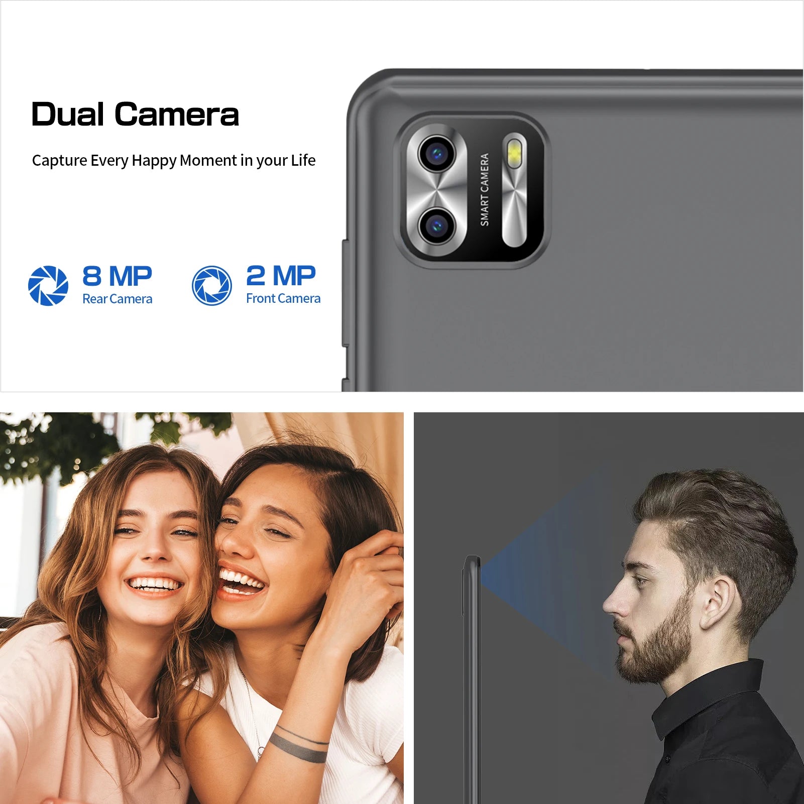 PRITOM 8 Inch Tablet Android 13, 8GB(4+4 Expand) RAM 64GB ROM,1TB Expand,1280x800 IPS Screen 5000MAH Battery,Dual Camera, WiFi.