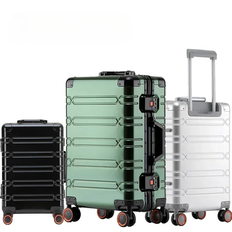 Trolley-Koffer mit großer Kapazität, Reisetasche, Reise-Koffer aus Aluminium-Magnesium-Legierung, Business-Rollgepäck.