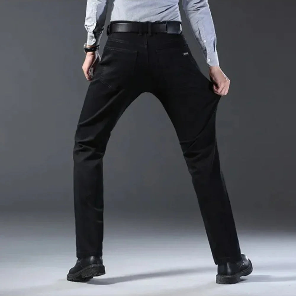 Brand Jeans 2025 Summer Business Jeans Men Light Blue Casual Straight Stretch Fashion Classic Work Denim Trousers Male Clothing.