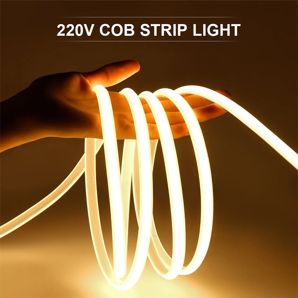 35M Neon Soft Tube Cob LED Strip Light Super Bright 320LEDs/m RA90 with Switch EU/US Plug Waterproof Outdoor Decor 110V 220V.