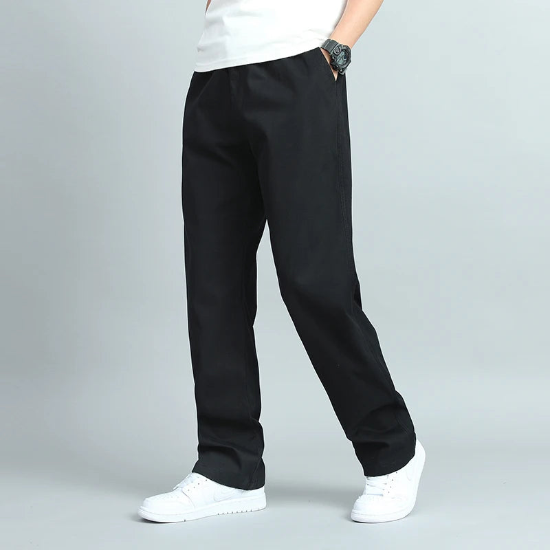 Big Size Men's Casual Cotton Trousers Loose Fit Straight Pants Multi Pocket Big Man Long Pants Mens Jogger Pants Summer Autumn.