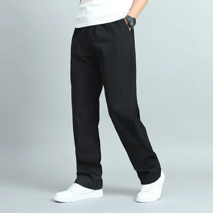 Big Size Men's Casual Cotton Trousers Loose Fit Straight Pants Multi Pocket Big Man Long Pants Mens Jogger Pants Summer Autumn.