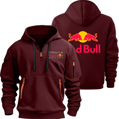 Red Bull Logo Motorcycle Racing Team Men Half Zipper Hoodie Spring Autumn Male Sweatshirt 2025 New Fashion Pullover Clothes Tops.