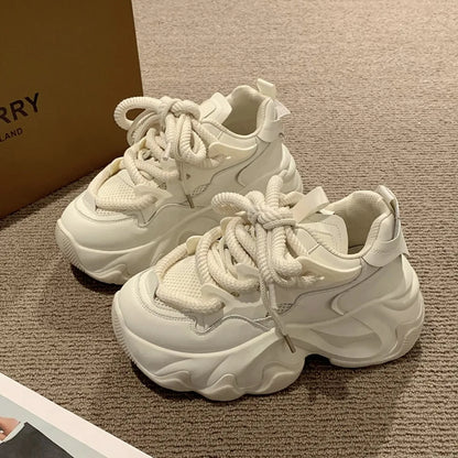 Women Chunky Platform Sneakers Women Autumn Fashion Breathable Mesh Sport Casual Sneakers Female Thick Bottom Vulcanized Shoes.