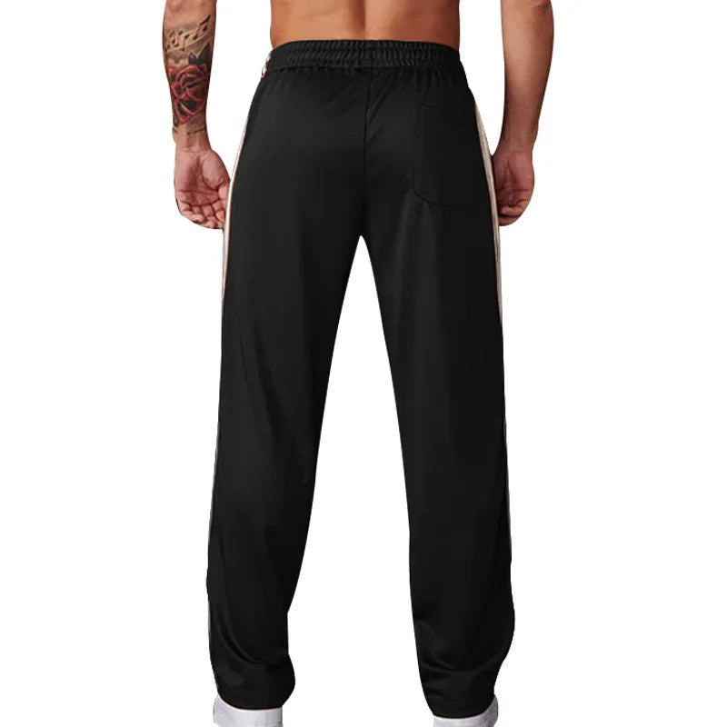 American-style best-selling thin, sporty, casual, simple, trendy, loose, wide-leg jogging long pants for men.