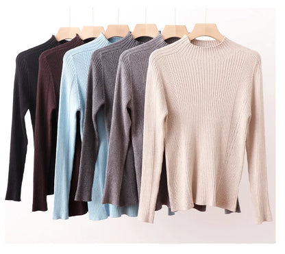 Yuyue Autumn and Winter Silk Cashmere Blended Turtleneck Sweater Women's Korean Version Fashion Slim-fit Pullover Long-sleeved F.