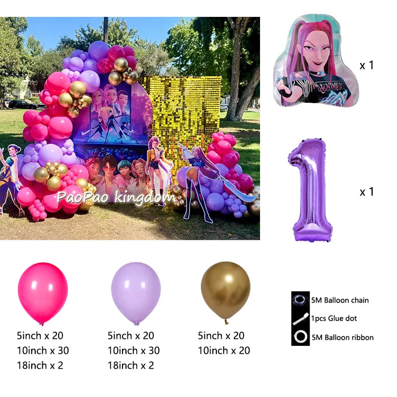 Kpop Dämonenjäger Themen Mädchen Geburtstag Luftballons Dekoration Anzahl Ballon Partyzubehör Babyparty Film Halloween Ballon