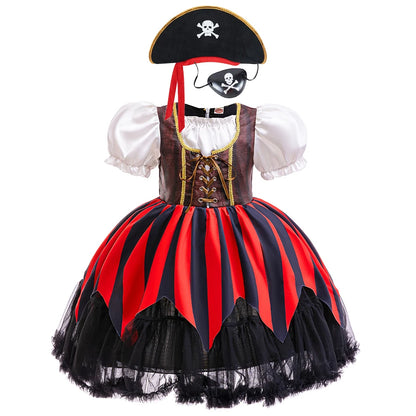 Halloween Mädchen Piraten Kleid Cosplay Karneval Party Piraten Rollenspiel Anzug Mit Kopftuch Kinder Bühne Leistung Kleidung