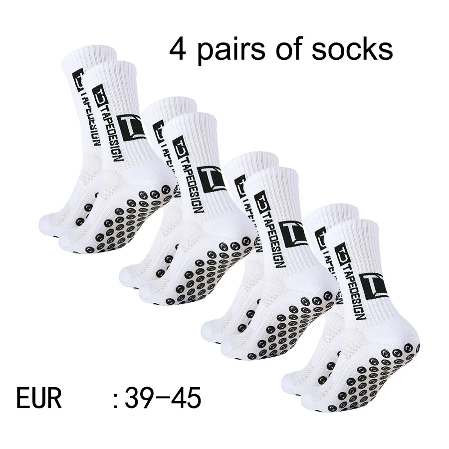 4 pairs of new TC mid tube glued football socks for sports training and competition, non slip and breathable socks.