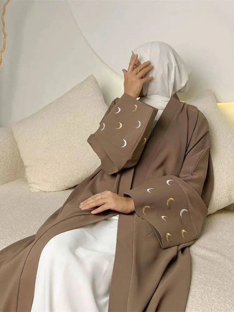 Ramadan Abayas For Women Moon Embroidered Kimono Abaya Dubai Luxury 2025 Islam Muslim Kaftan Modest Dress Kebaya Damen Caftan.