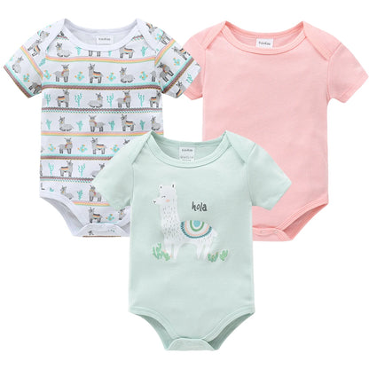 3 Teile/los Kavkas Baby Jungen Body Alpaka Design Baumwolle Kurzarm Oansatz Kleidung 0-12 Monate Kleinkind Kleidung.