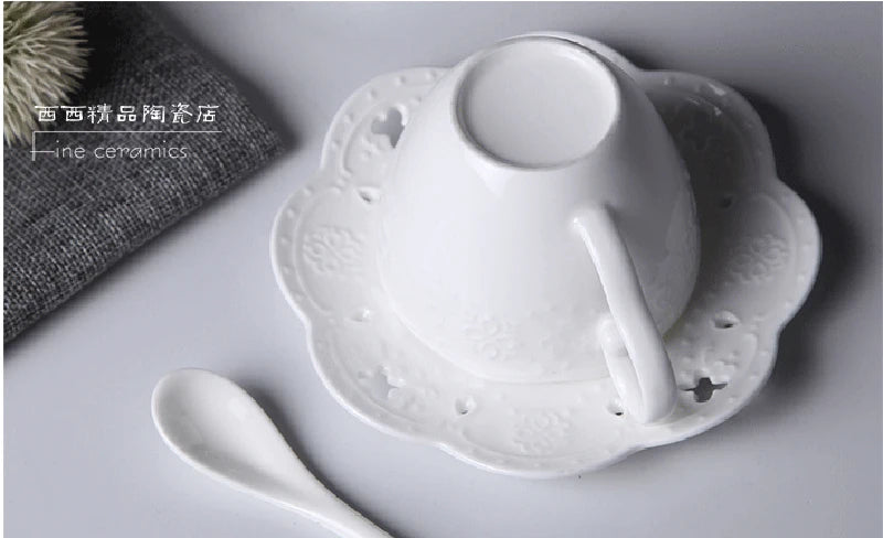 200ML. white embossed porcelain tazas cafe cup and saucer, ceramic cappuccino cup, vintage latte cup, turkish tea cups, tazze.