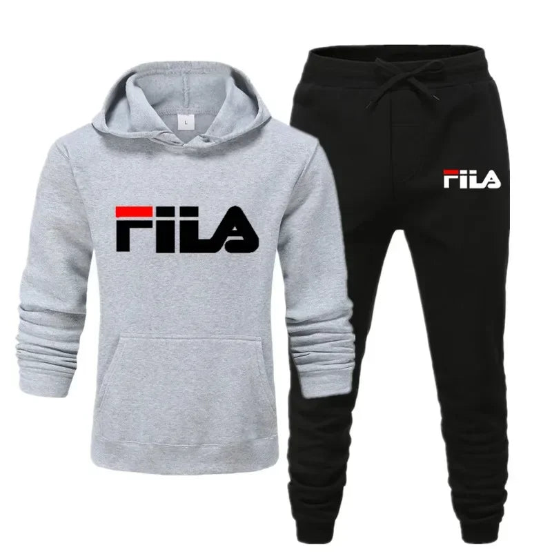 A new men's Spring and Autumn 2025 pullover hoodie + sweatpants two-piece fitness, fashion and casual jogging set.
