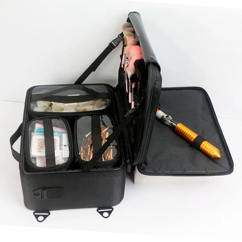 GLADCASE Makeup Case Large Waterproof Makeup Toolbox Professional With Brush Holder Beauty Cosmetic Suitcase Make Up Organizer.