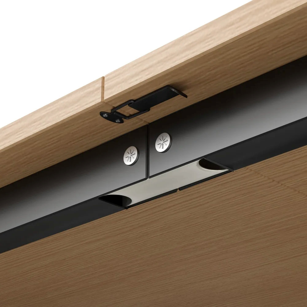 Klappbarer Schreibtisch mit 2-in-1-Bücherregal und klappbarem Schreibtisch mit Steckdose und USB-Anschluss, höhenverstellbare Regale, kippsicherer Schutz