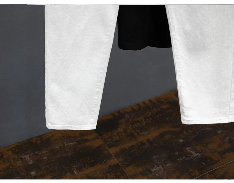 Men's Jeans Spring Summer Thin Slim Fit Elastic Cotton Soft Straight Denim Ankle Length Pants Korean Youth Fashion Trousers.