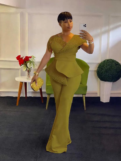 High Waist Strapless Jumpsuit Rivet Collar Lady Evening and Party Tube Top Jumpsuit for Women Elegant Sexy Birthday Jumpsuit.