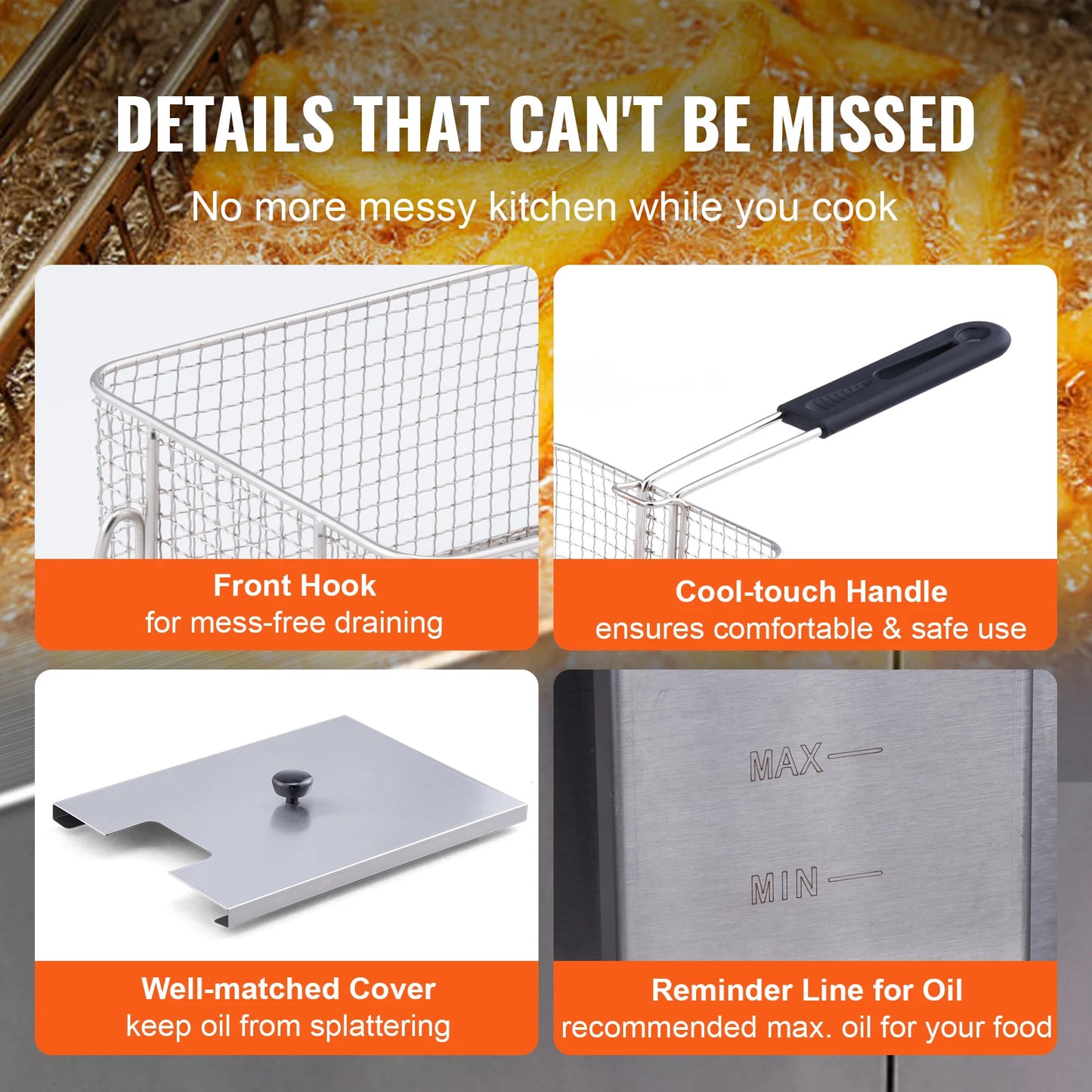 SucceBuy 12L Commercial Electric Deep Fryer w/Dual Tanks 3000W  Stainless Steel Countertop Fryer for Fried Chicken French Fries.