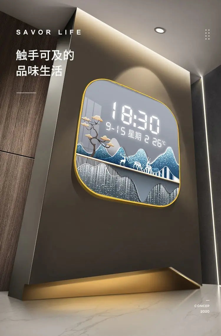 Wanduhr Digital anzeige stille Temperatur Uhr Quadrat Wohnzimmer Home Schlafzimmer Esszimmer Wandmalerei