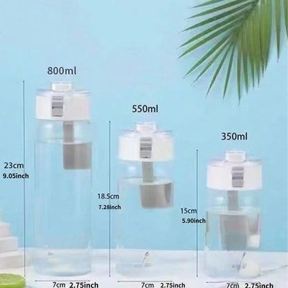 Portable Plastic Water Bottle Sports Fitness Large Capacity Transparent Cup with Tea Compartment Outdoor Anti-drop Water Bottle.