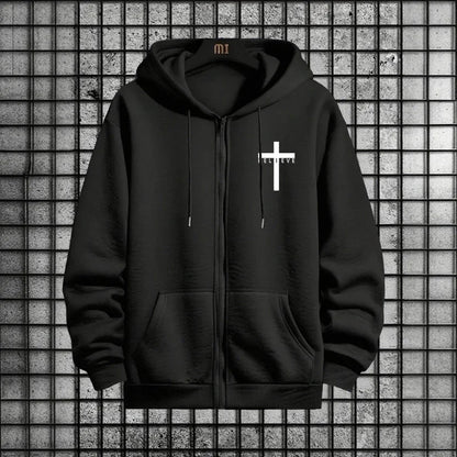 Cross of Christ Mens Hip Hop Tracksuit Set 2025 New 2 Piece Outfit Zipper Hoodie Joggers Urban Streetwear Autumn Winter Fashion.