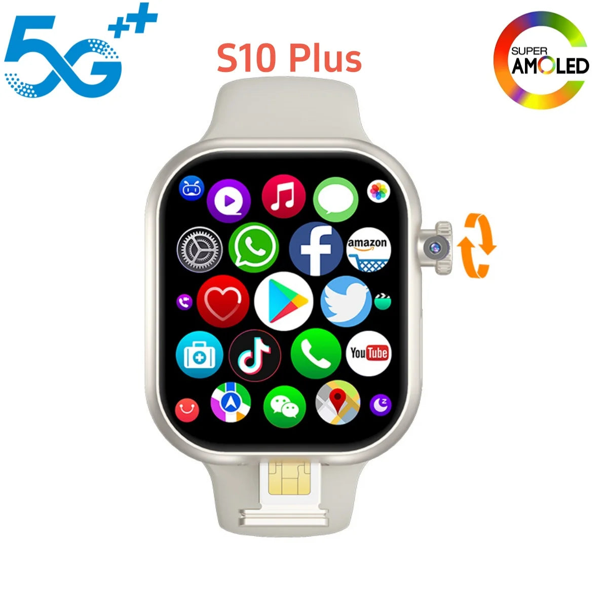 VP29 Smartwatch 5G Android 256GB Storage 4G/5G LTE Sim Card GPS WIFI 2.29 inch 490*580 Amoled Smart Watch With 8MP Rotary Camera.