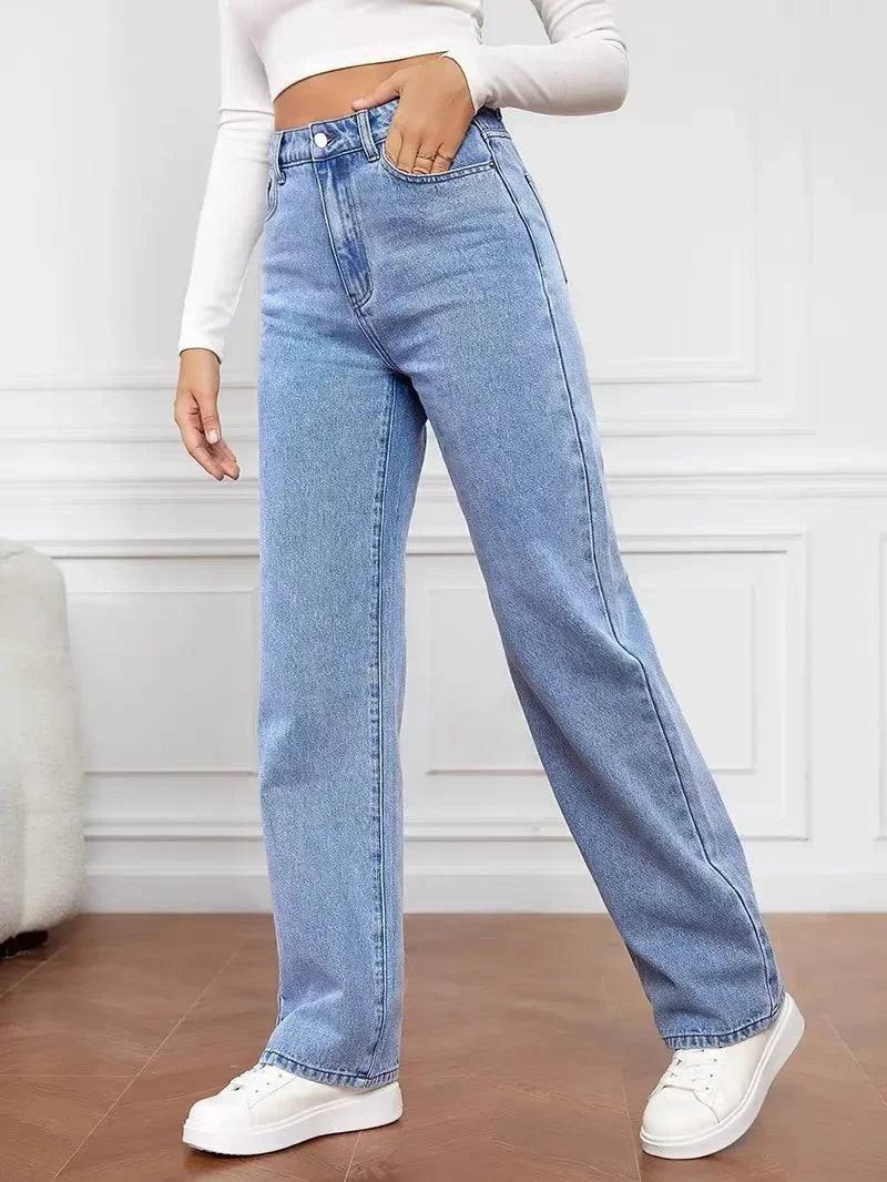 2000s Jeans Women High Waist Wide Leg Straight Y2K Jean Women's Loose Fit Denim Trousers Comfortable Plus Size Casual Pants.