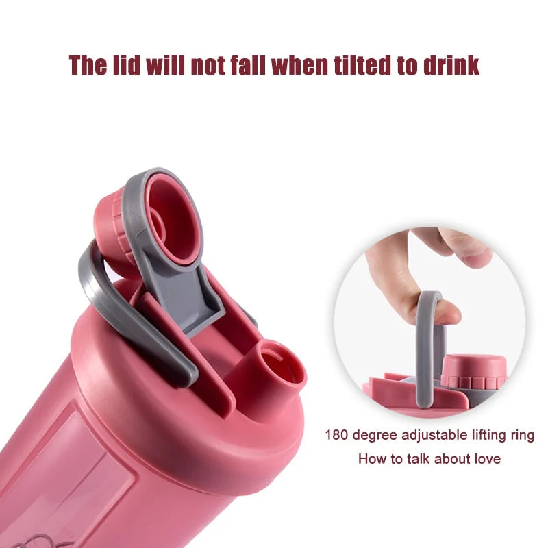 600ml Frosted Shake Cup Milkshake Sports Bottle Outdoor Fitness Water Blender Bottle Protein Powder Portable Gym Training Drink.