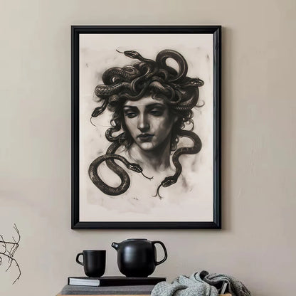 Dark Academia Woodland Moth Medusa Portrait Victorian Gothic Aesthetic Poster Canvas Painting Wall Art Pictures Home Decor Gift.