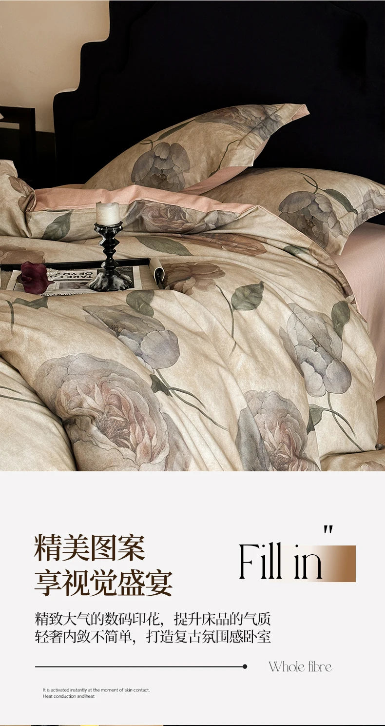 Cotton Bedding Set Luxury Soft Duvet Cover Flat Sheet Pillowcases Single Double Queen King Size Quilt Cover Set.