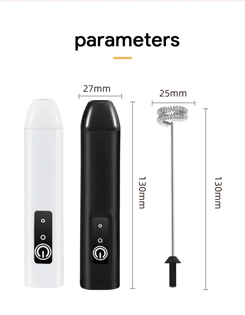 Electric Milk Frother USB Rechargeable Handheld Egg Beater 3 Speeds Foam Maker Mixer Coffee Drink Frothing Wand Foamer Kitchen.