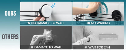 TAILI Dusch-Caddy mit Saugnapf, 2er-Pack mit Haken und Seifenhalter, robuster Badezimmer-Dusch-Organizer, ohne Bohren von Duschregalen