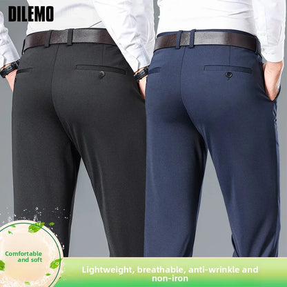 Top Quality New Brand Casual Fashion Long Pants Business Hight Stretch Straight Comfortable Korean Trousers Men Clothing.