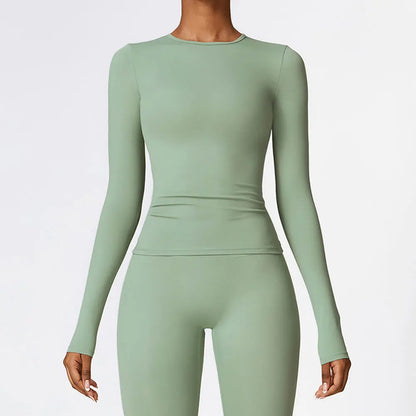 NCLAGEN Yoga Shirts For Women Long Sleeve Winter Fitness Running Gym Clothes Workout Dry Fit Breathable High Elastic Sports Top