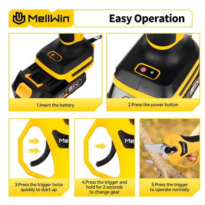 MELLWIN Bürstenlose 30mm Elektrische Pruner Schere Obst Baum Bonsai Cordless Beschneiden Schere Power Werkzeuge Für Makita 18V Batterie pin