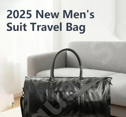 2025 Neue Herren-Anzugtasche aus Leder mit großem Fassungsvermögen, wasserdicht, für Wochenendaisen, Business, umwandelbare 2-in-1-Handgepäcktasche.