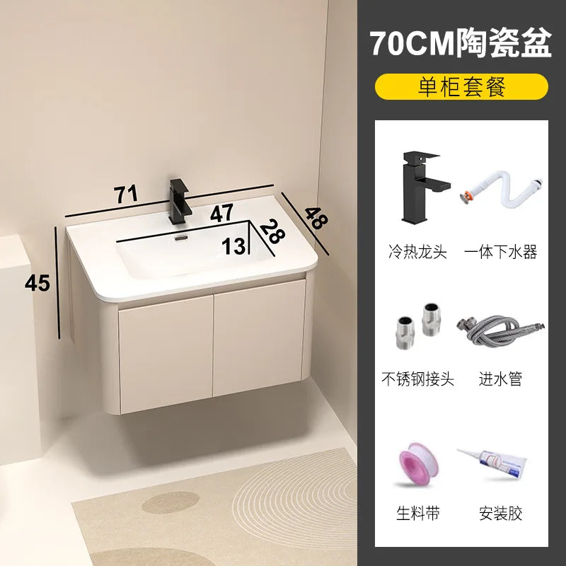 Moderner intelligenter Badezimmerschrank, Wabenstruktur, Aluminium, WC, Waschbecken, Schrank, Kombination, integriertes Keramikwaschbecken, Waschtisch