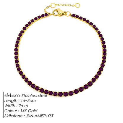 eManco Stainless Steel Gold Plated Sparkling Bracelet High Quality White Zirconia Single Row Simple Accessory For Girls