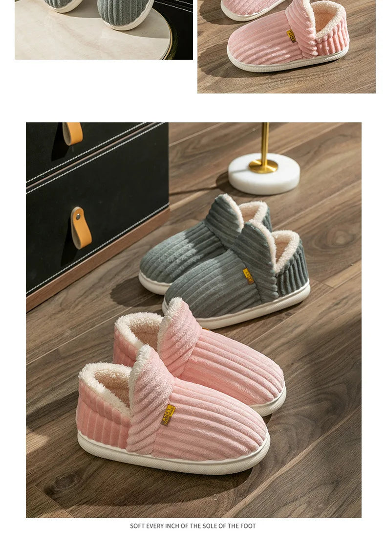 Litfun Warm Plush Fur Slippers For Women Men Winter Indoor Fluffy Warm Fuzzy House Slippers Outdoor Fuzzy Soft Furry Slippers.