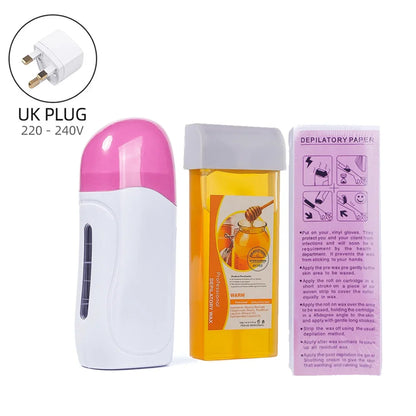 Honey Epilatory Waxing Kit Depilatory Roll on Wax Heater Machine with Refillable Wax Cream&100PCS Waxing Papers For Hair Removal.