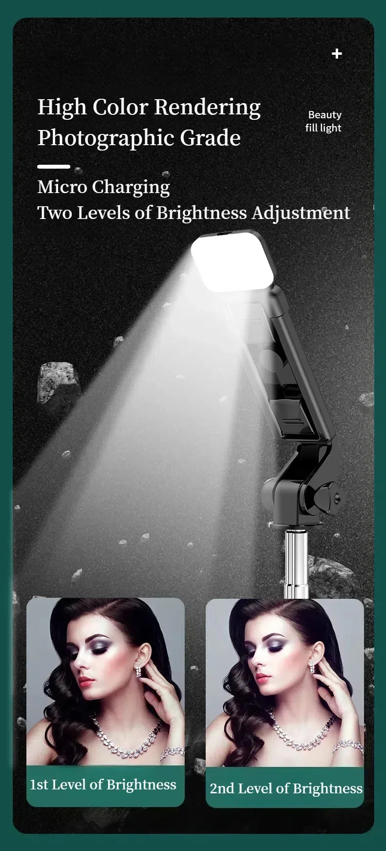 Cell Phone Selfie Stick Tripod Blue-tooth Remote Wireless Selfi Stick Phone Holder Stand with Beauty Fill Light for Phone.