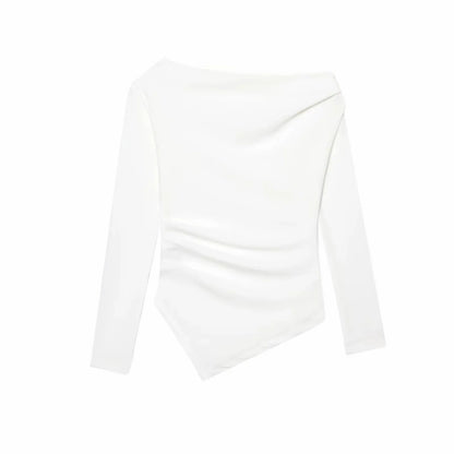 Asymmetric Short Top Woman Long SleevesTops Women Elastic Corset Top Female Streetwear Casual T-shirts Tops.