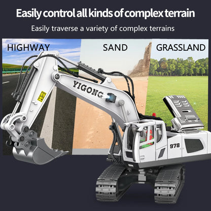 Teeggi 4WD Remote Control Excavator 4x4 Alloy Dump Truck Bulldozer Radio Model RC Car Construction Vehicle Toy Children Kid Gift.