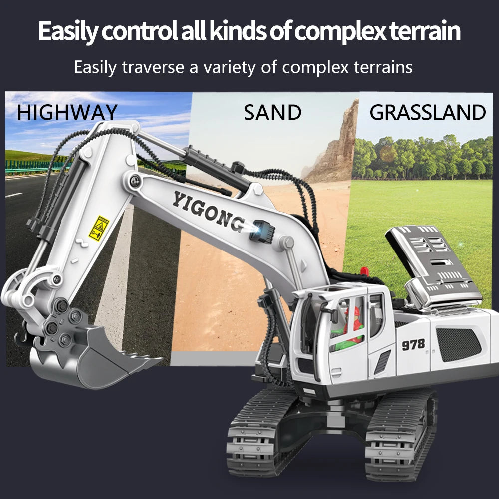 Teeggi 1:20 RC Excavator Car Children Toys 2.4G Remote Control Dump Truck Car Bulldozer Toy Radio Electric Car For Children Gift.