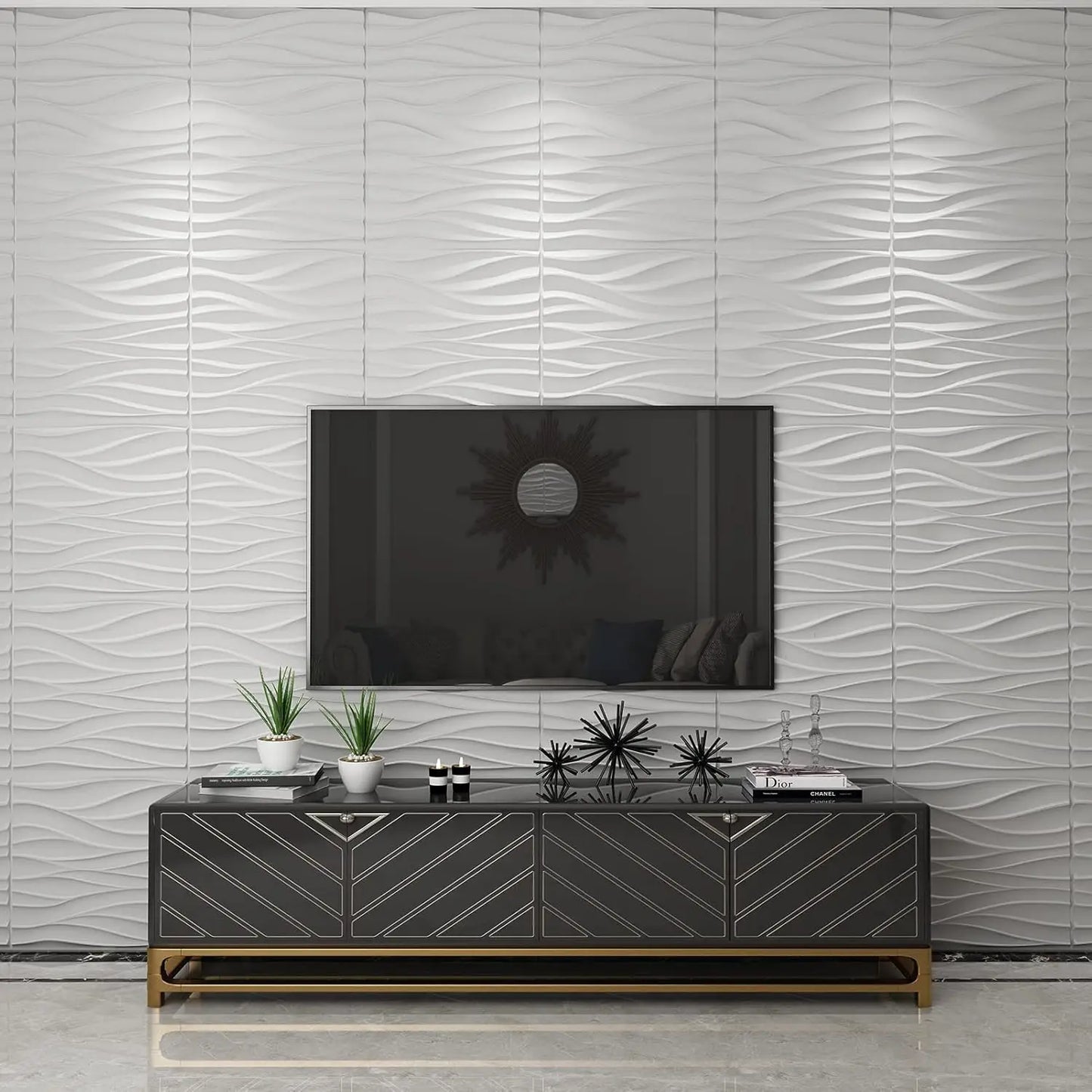KUUJOJO 12pcs 3D textured wall panel for indoor wall decoration, suitable for living room, hall, bedroom, hotel, office