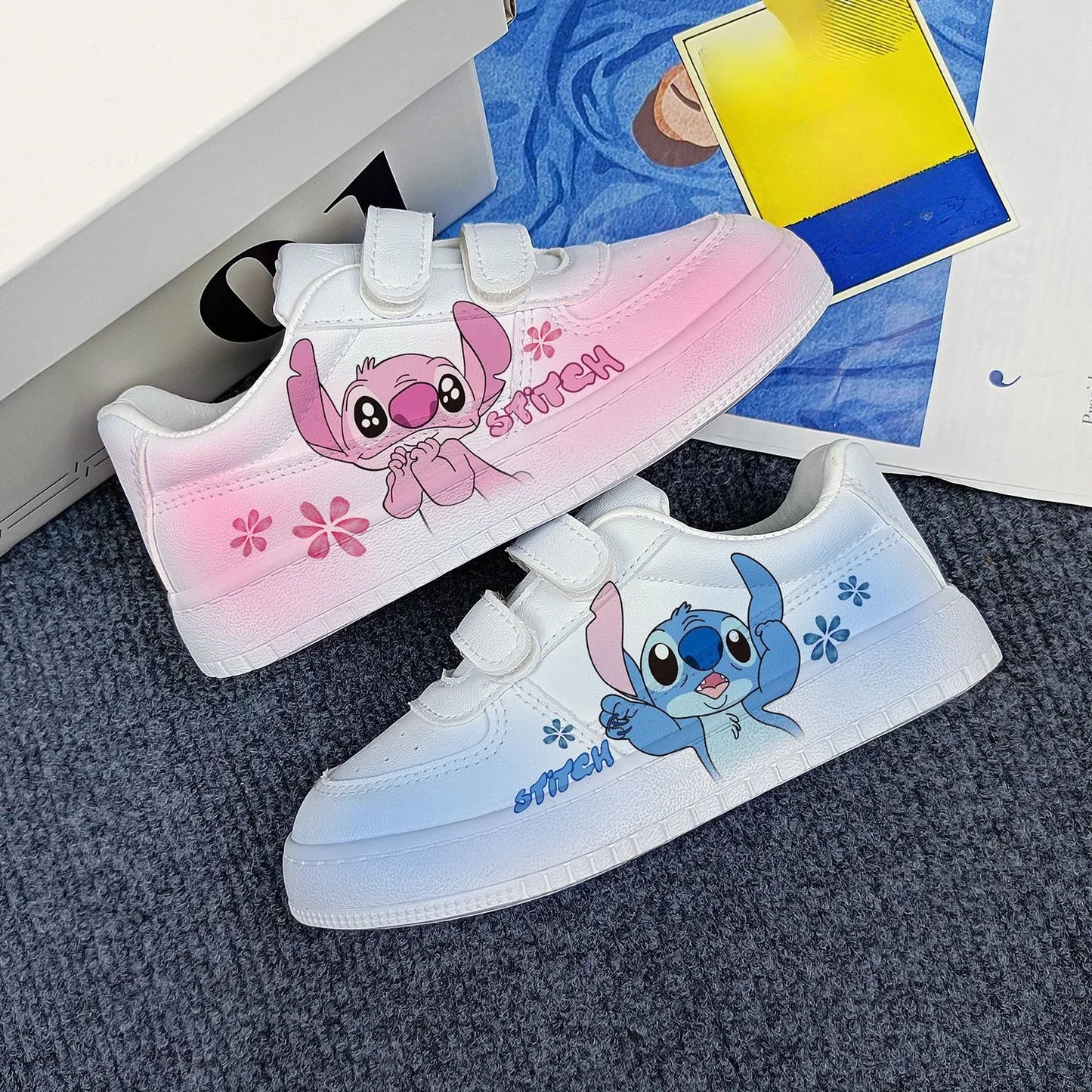 Disney kids cartoon Stitch princess cute Casual shoes non-slip soft bottom sports shoes for child gift.