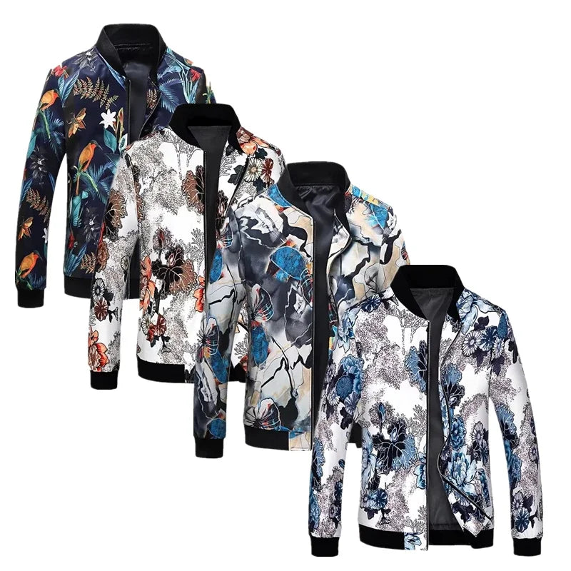 Spring new men's handsome printing men's jacket, fashion casual youth Slim sports jacket, Asian size M-6XL.