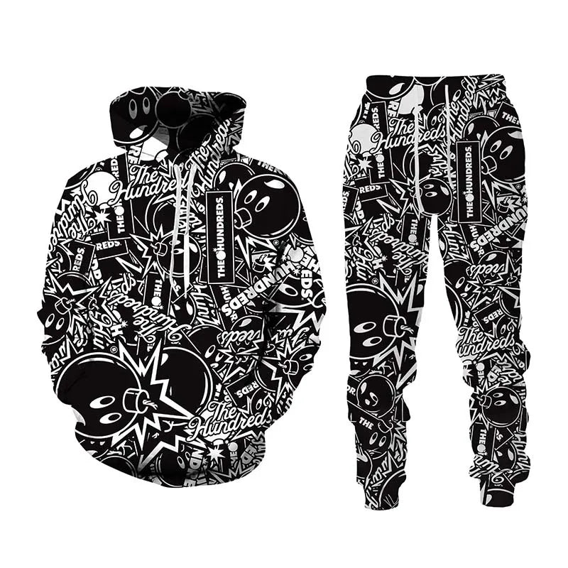 New Hip Hop 3d Cartoon Printed Tracksuit Set Man Woman Hoodie+pants 2pcs Sets Fashion Sportwear Spring Autumn Pullover Clothing.
