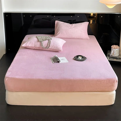 Soft Flannel Fitted Sheet for Winter, Fleece Mattress Protector, Cover with Elastic Band, Bed Linen, Solid Grey, 180x200cm, 1Pc